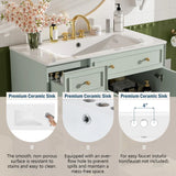 36" Bathroom Vanity with Ceramic Sink, Standard and Double-Layer Drawers, Soft Close Doors, Adjustable Shelves, Modern Storage Cabinet for Small and Medium Bathrooms