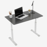 Adjustable study desk suitable for children and adults, height-adjustable, multi-functional home office desk, compact design, desktop dimensions: 60cm × 100cm, white frame, gray tabletop.