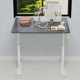 Adjustable study desk suitable for children and adults, height-adjustable, multi-functional home office desk, compact design, desktop dimensions: 60cm × 80cm, white frame, gray tabletop.