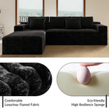 104.3*68.9"Modular sectional sofa seat,Upholstered compressed couch for living room,Bedroom,Apartment,No assembly required,2PC free combination,Plush corduroy fabric,BLACK