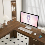 L Shaped Desk,Computer Desk with Drawers,Bookshelf,Modern Corner Desk,Home Office Desk,L-Shaped Study Table Writing Desk,Corner Gaming Computer Desk with Storage