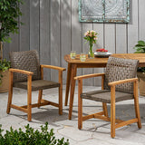 HAMPTON WOOD AND WICKER DINING CHAIR( SET OF 2 )