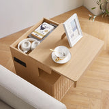 Modern Bedside Table with Gun Drawer,Bedside Table with Charging Station, 2 Drawers and Open Shelf,Side Table for Bedroom(Oak)