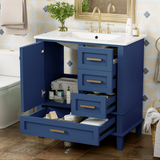 30" Bathroom Vanity , Modern Bathroom Cabinet with Sink Combo Set, Bathroom Storage Cabinet with a Soft Closing Door and 3 Drawers, Solid Wood Frame(Black)