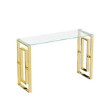 Console Table Stainless Steel Glass,Meal side table Golden Clear  bs-02