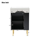21.6" Black Bathroom vanity, Combo Cabinet, Bathroom Storage Cabinet, Single Ceramic Sink, Left side storage