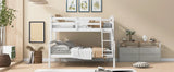 Twin over Full Bunk Bed with ladder, Safety Guardrail, Perfect for Bedroom, White