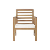Outdoor Acacia Wood Club Chairs, 2-Pcs Set, Natural Stained / White, 25.5"D x 24.5"W x 33.0"H