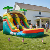20FT x 10FT Palm Island Tropical Water Slide (2-in-1 Dry/Wet) with Blower