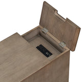 U-Can Classic Vintage Livingroom End Table Side Table with USB Ports and One Multifunctional Drawer with cup holders, Antique Brown (Old SKU: WF296294AAD)
