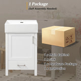 20.28'' White Modern Bathroom Vanity with Ceramic Sink, Solid Wood Frame, and Drawer – Ideal for Small Bathrooms.