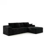 104.3*68.9"Modular sectional sofa seat,Upholstered compressed couch for living room,Bedroom,Apartment,No assembly required,2PC free combination,Plush corduroy fabric,BLACK