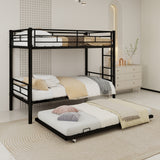 Heavy-duty Sturdy Meta Twin over Twin Bunk Bed/l/ Noise Reduced/ Safety Guardrail/No Box Spring Needed,Black