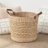 Isidore Water Hyacinth Woven Round Multi Use Storage Basket - 15.7" x 15.7" x 11.8" - Natural Brown