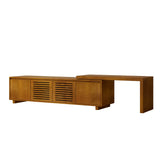 63" Mid-Century Modern Extendable TV Stand for TVs up to 75", Media Console TV Cabinet for Living Room, Farmhouse Entertainment Cabinet with Storage & Adjustable Panel