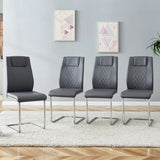 Modern Dining Chairs with Faux Leather Padded Seat Dining Living Room Chairs Upholstered Chair with Metal Legs Design for Kitchen, Living, Bedroom, Dining Room Side Chairs Set of 6 (Grey+PU)C-001