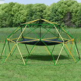 12ft Geometric Dome Climber Play Center, Kids Climbing Dome Tower with Hammock, Rust & UV Resistant Steel Supporting 1000 LBS