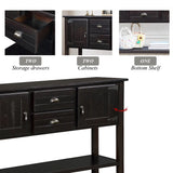 48'' Solid Wood Sideboard Console Table with 2 Drawers and Cabinets and Bottom Shelf, Retro Style Storage Dining Buffet Server Cabinet for Living Room Kitchen Dining Room (Espresso