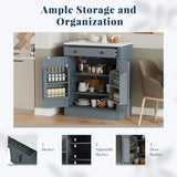 [Assembly Video Provided] TOPMAX Modern Freestanding Kitchen Pantry,Buffet Food Storage, Coffee Bar Cabinet with Drawer, 2 Adjustable Shelves and 2 Door Shelves for Dining, Kitchen, Gray