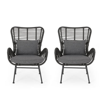 Tapscott Wicker Patio Chair with Cushions (Set of 2)