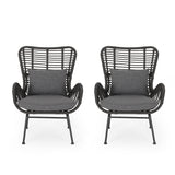 Tapscott Wicker Patio Chair with Cushions (Set of 2)