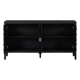 TREXM Retro Sideboard door with Circular Groove Design Round Metal Door Handle for Entrance, Dinning Room, Living Room (Black)