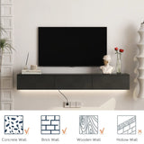 Floating TV Stand Wall Mounted with 16 Color LEDs,67" Modern TV Stand, Floating TV Cabinet Entertainment Center for 55 60 65 Inch TV,Black