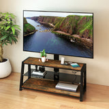 Wooden Storage TV Stand Black Tempered Glass Height Adjustable Universal Swivel Entertainment Center With Mount TV Stand,black