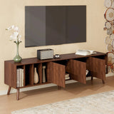 70" Mid-Century Modern TV Stand, Media Console Table for TVs up to 80'', Entertainment Center with 5 Solid Wood Legs for Living Room, Bedroom