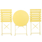 3 Pieces Patio Bistro Balcony Metail Chair Table Set-Yellow