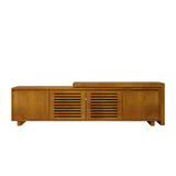 63" Mid-Century Modern Extendable TV Stand for TVs up to 75", Media Console TV Cabinet for Living Room, Farmhouse Entertainment Cabinet with Storage & Adjustable Panel