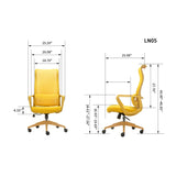 Ergonomic Colorful Office Chair 500lb (About 226.8kg) Home Office Mesh Breathable High Back, With Adjustable Lumbar Support Computer Chair, Integrated Molded Foam Seat Cushion, Fireproof (Yellow)