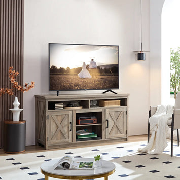 Farmhouse Barn door TV Media Stand Modern Entertainment Console for TV Up to 65