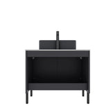 TURIO 30" Bathroom Vanity with Sink, Freestanding Bathroom Storage Cabinet with 2 Doors, Black Ceramic Basin and Carrara White Counter Top, Black Color