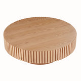 31.49'' Round Wood Coffee Table for Living Room, Modern Handcraft Drum Coffee Table, Circle Wooden Coffee Table for Small Space Apartment ASH.(Same Sku:W876P243948)