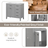 36" Bathroom Vanity with Sink Combo, Bathroom Cabinet with Drawers, Solid Frame and MDF Board, Grey (Old Sku:JL000007AAE)