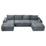 Compressible U-Shaped Sectional Sofa Set,Minimalist Style Modular Sectional Sofa, Corduroy Fabric Cloud Couch for Living Room