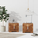 Mid-Century Modern Nightstand, 2 Drawers Wide Sofa Side Table,Wood Diamond Shaped End Table with Storage,Closet with Heavy Duty Base,Small Bedside Table for Bedroom,Living Room,Entrance, Light Brown