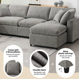 [VIDEO provided][New]130*65" Modern Modular Cloud Sofa Bed, 6 Seat Chenille Sectional Couch Set with Ottoman,Free Combination,Convertible U Shaped Sleeper Sofa for Living Room, Apartment, 3 Colors