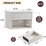 set of 2 nightstand with Stylish Wall-Mounted Cabinet - Dustproof Drawer + Open Area, 3-Stage Rails, Carved Design, Anti-Wobble, DIY-Matchable, Multi-Scene
