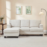 86" L-Shaped Sectional Sofa with Movable Ottoman & Storage, Linen Fabric Corner Couch for Small Living Room, Beige