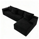 104.3*68.9"Modular sectional sofa seat,Upholstered compressed couch for living room,Bedroom,Apartment,No assembly required,2PC free combination,Plush corduroy fabric,BLACK