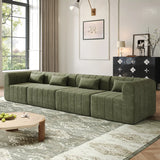 145.5 Inch Modular Full-Compressed Sectional Sofa, Espresso Polyester Upholstered Modular Sofa with 4 Pieces, Compressed Sponge Modular Couch for Living Room