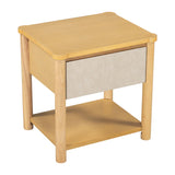 Wood Nightstand,Modern Nightstands with Drawer, Farmhouse Bedside Table for Bedroom Living Room ,MP2(set of 2) Natural&Beige Color
