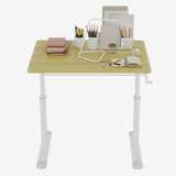 Adjustable study desk suitable for children and adults, height-adjustable, multifunctional home office desk, compact design, desktop dimensions: 60cm × 80cm, white frame with natural wood-colored tabl
