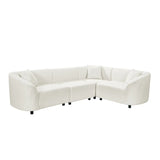 104" L-Shaped Curved Contemporary Sectional Sofa in Beige: Plush 4-Seater, Sculptural Design & Premium Bouclé Upholstery – Modern Luxury for Spacious Living