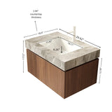 MURI 30" Bathroom Vanity&Sink, Floating Plywood Storage Cabinet with Drawer&Door, Light Gray Sintered Stone Top&Ceramic Basin with 1 Pre-drilled Faucet Hole, Pre-assembled, Brown Oak Woodgrain