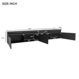 Unique Design TV Stand with 2 Glass Shelves, Ample Storage Space Media Console for TVs Up to 105", Versatile TV Cabinet with LED Color Changing Lights for Living Room, Black (OLD SKU: WF314584AAB)