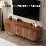 TV Stand, 55" Modern TV Console Table with Storage Compartment and Sliding Door, Gaming Entertainment Center with Cabinet for Living Room, Bedroom, Office (Walnut)