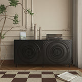 Modern Black Wood Sideboard Buffet Accent Bedroom Media Hallway Curio Kitchen Hutch Storage Cabinet Home Furniture For Dining Room,Living Room,Kitchen(BLACK)